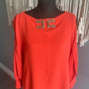 Elisabetta Franchi Orange Mini Shift Dress